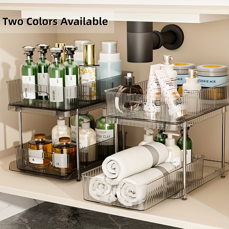 Double Sliding Under Sink Organizers and Storage,Two Tier Bathroom