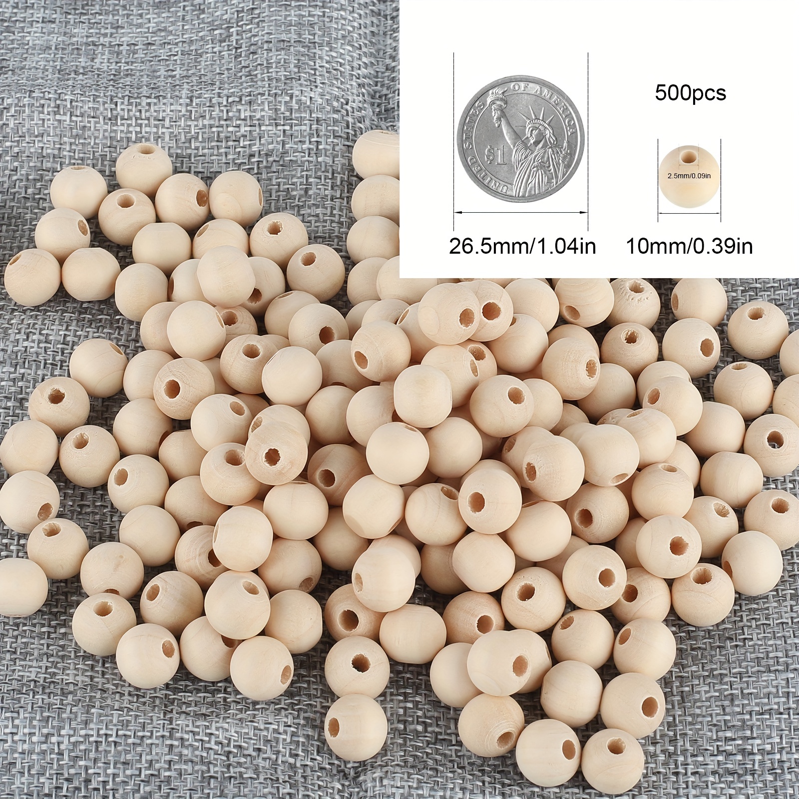 Wooden Beads Natural Unprocessed Round Wooden Beads Loose - Temu