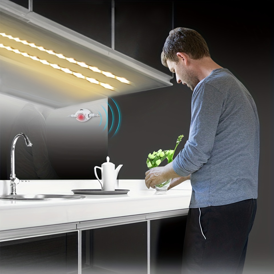 Hand Sweep Motion Sensor USB LED Under Kitchen Cabinet Light Strip 5V  Waterproof For Counters Door Bathroom Mirror Night Decor