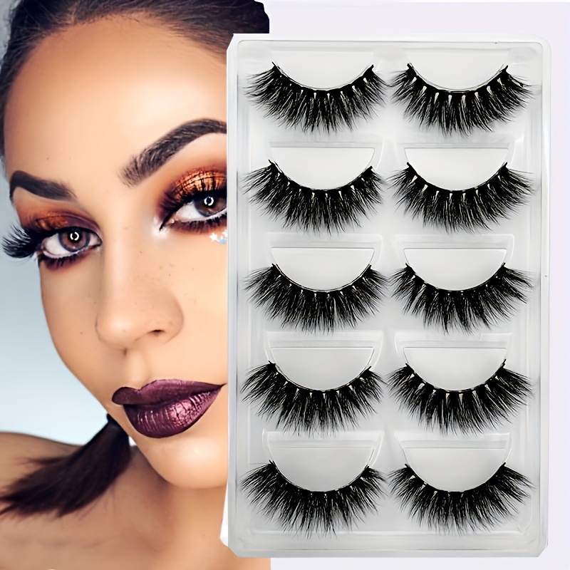 5 Pairs 3D Mink Lashes With Case Reusable Fluffy Thick False Eyelashes