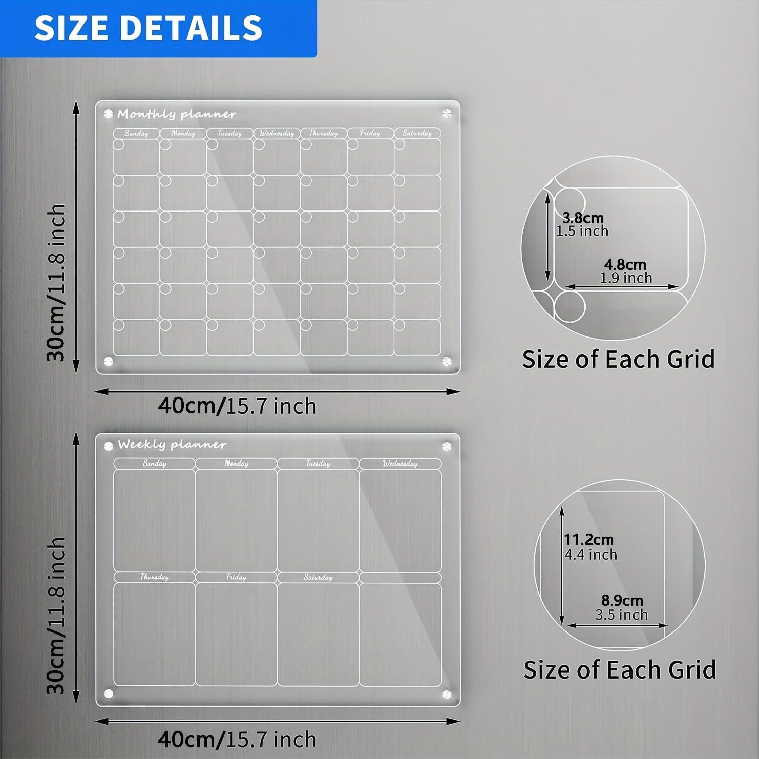 Acrylic Magnetic Refrigerator Monthly And Weekly Calendars - Temu