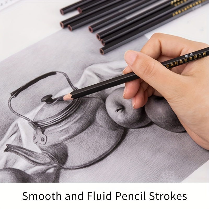 12pcs Sketch Charcoal Pencil, Professional Non-toxic Drawing Sketching  Blending Charcoal Pencils Set (Hard, Medium, Soft)(Soft)