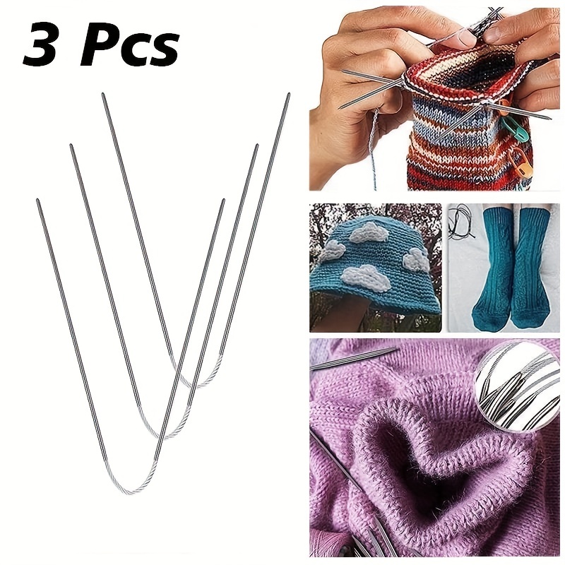  3PCS Spiral Cable Knitting Needle,Stainless Steel Practical Circular  Knitting Needle for Yarn Sewing Knitters, Shawl Pin Spiral Cable Needle  Handmade Knitting Tool Gift for Knitter (3PCS,Gold)