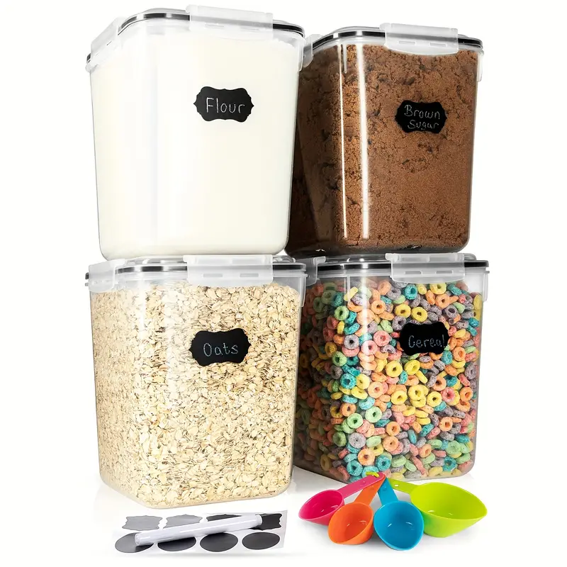 4pcs Flour And Sugar Containers Airtight 5.2L, Candy Jars With Lids, Great  Flour Sugar Canisters Sets For The Kitchen Pantry, Large Food Storage