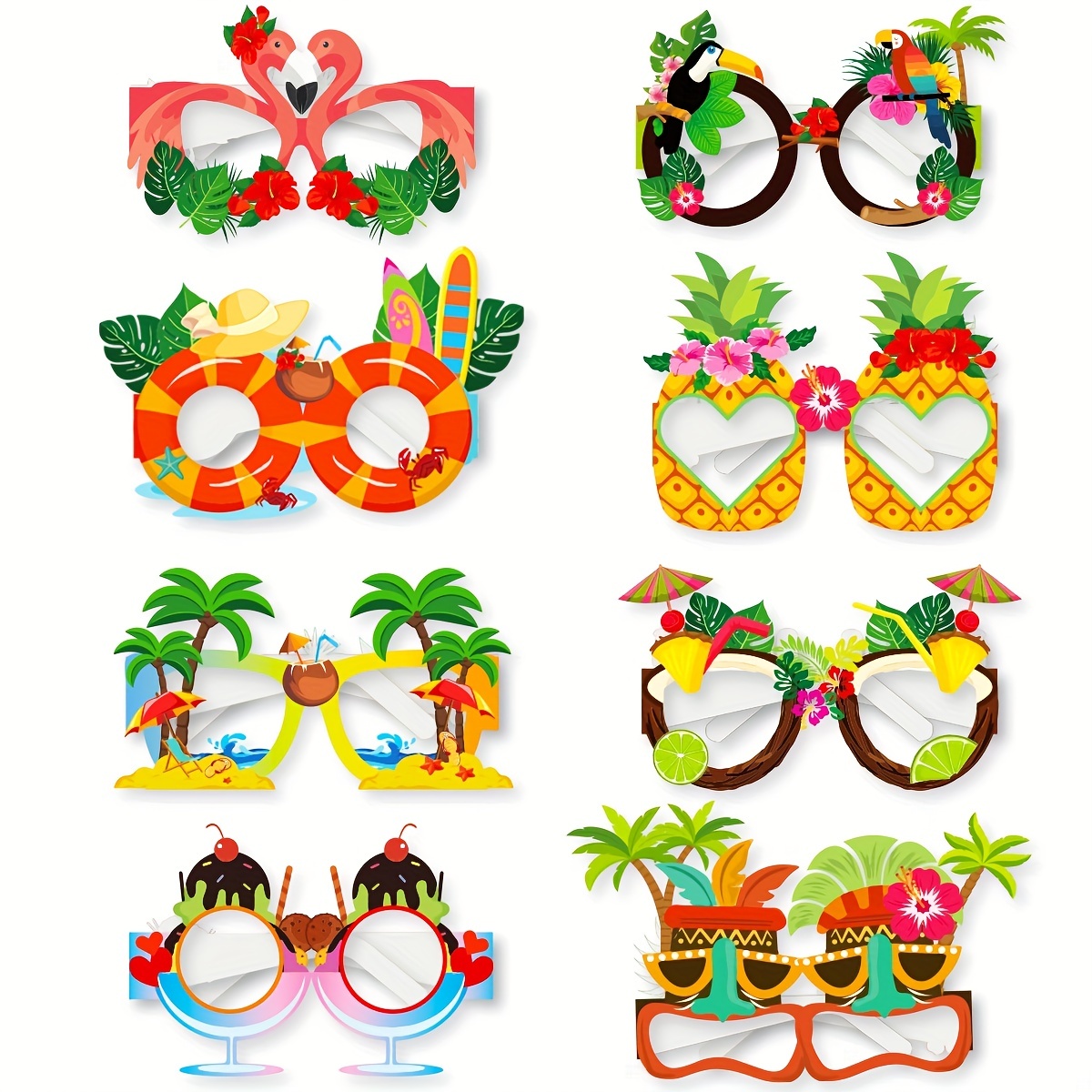 6 pares de lentes de sol novedosos para fiesta, divertidos lentes de sol de  fiesta Luau hawaianos, gafas tropicales hawaianas, suministros para