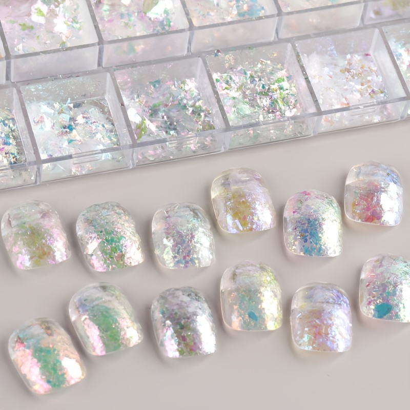 12 Grids Holographic Nail Glitter Flakes Sequin DIY Confetti