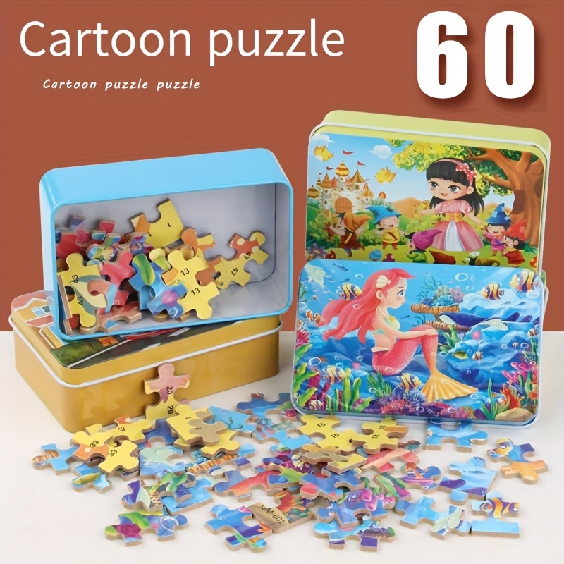 60 teiliges hölzernes Cartoon Puzzle mit Eisenbox Kinder - Temu Austria