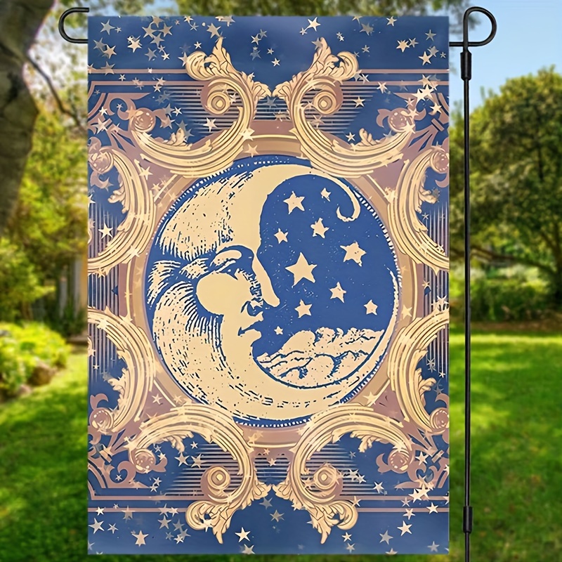 

1pc, Moon Garden Flag, Garden Lover Gift, Vintage Moon Yard Flag, Enchanted Garden Gift, Celestial Yard Flag, Waterproof Flag, Home Decor, Outdoor Decor, Yard Decor, Garden Decorations