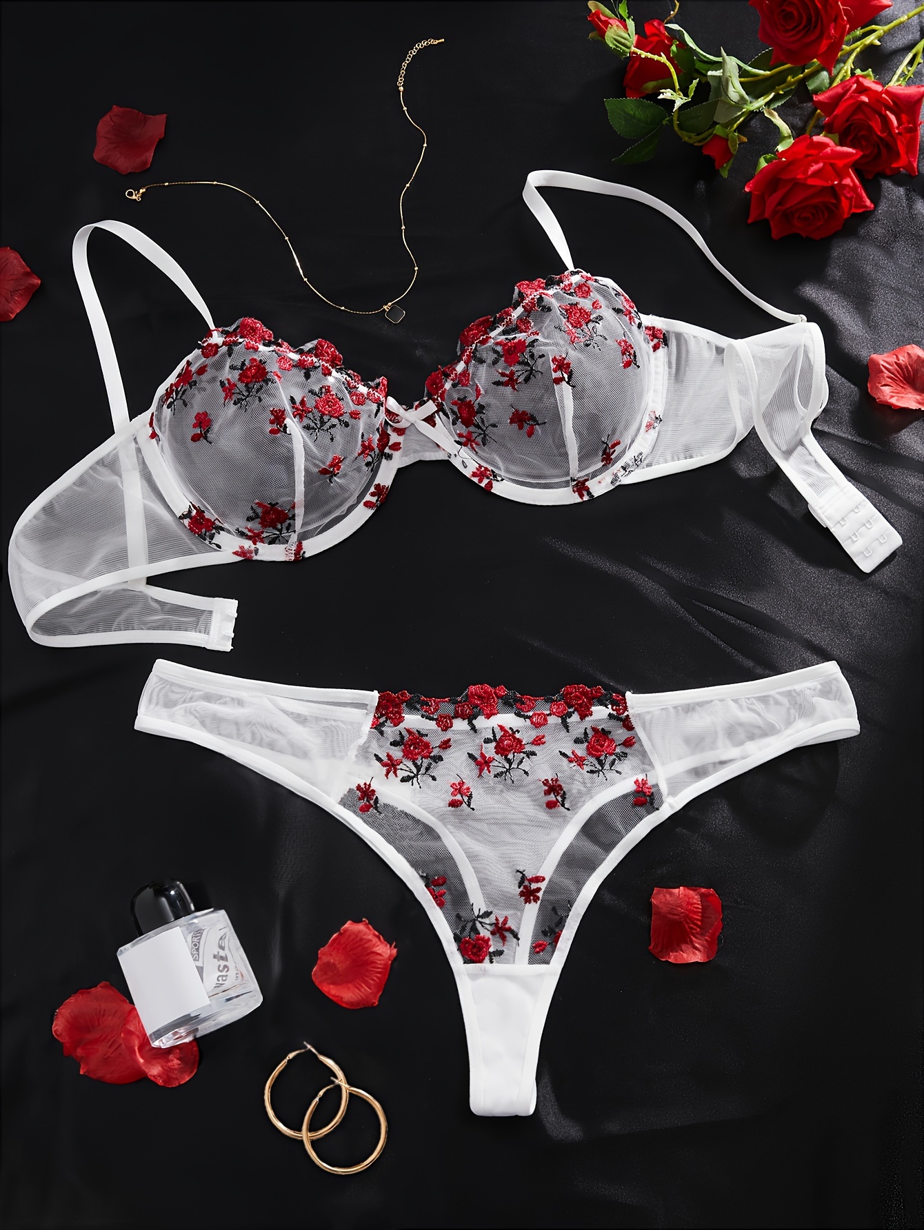 Women's Exotic Lingerie Sets Lace Heart Embroidery Garter Set Lingerie For  Women S-3xl