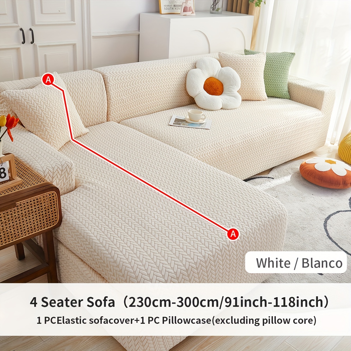 Integrated Sofa Slipcover Solid Color Wheat Ear Pattern - Temu