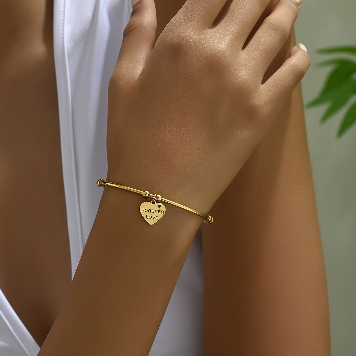 Bracciale Rigido Personalizzato Ciondolo A Forma Cuore - Temu Italy