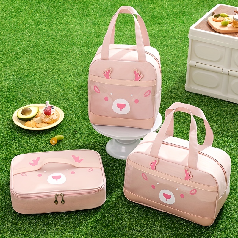 Christmas Deer Lunch Box Bag Waterproof Insulated Picnic Bag