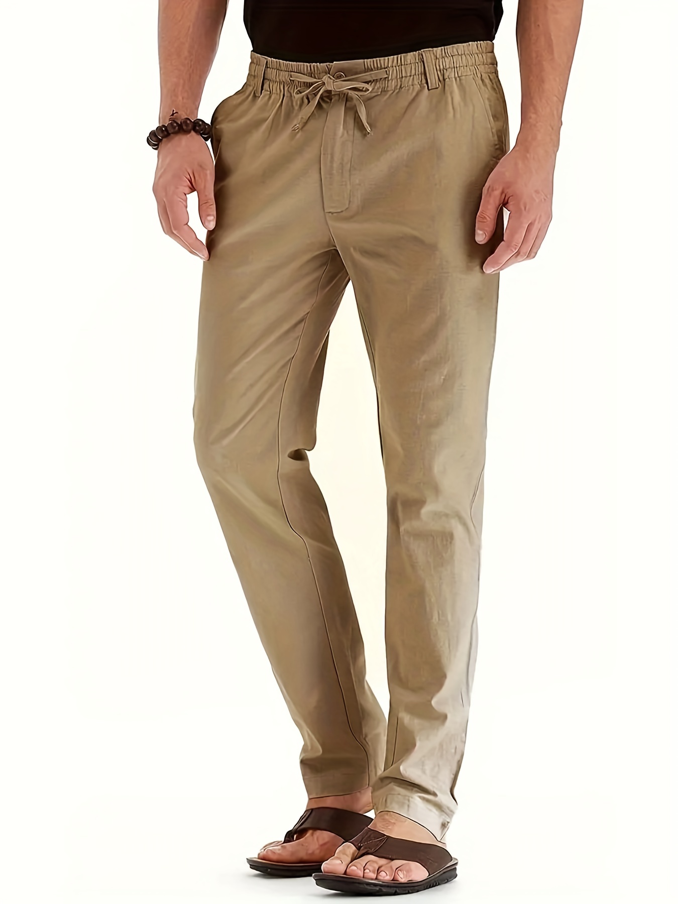 Pantalones de vestir beige ajustados para hombre, pantalones formales de  vestir para hombres