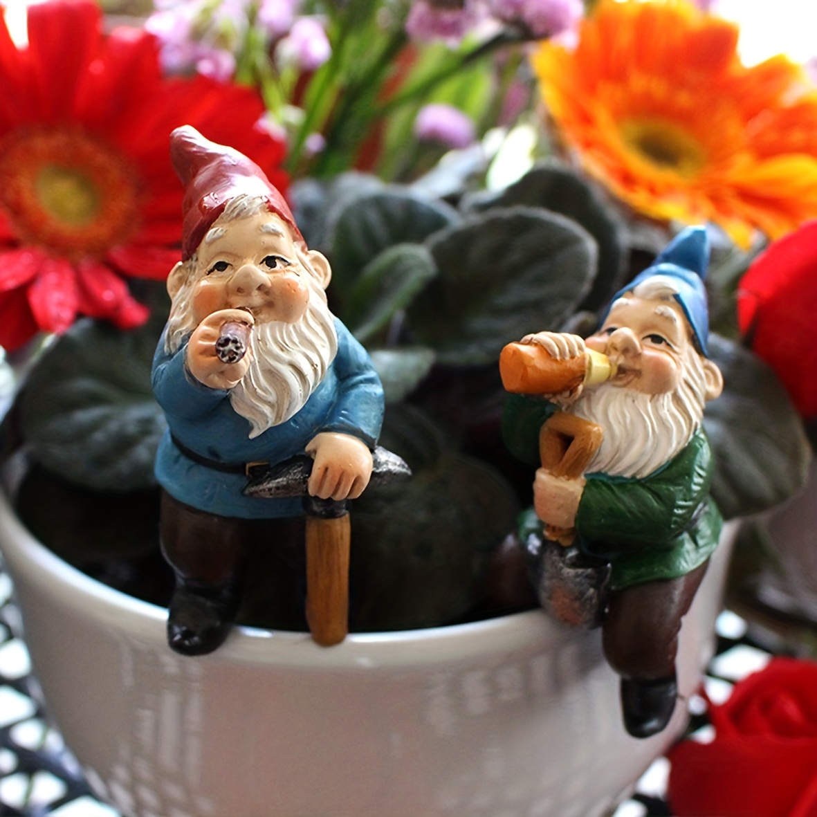 Nain De Jardin Ivre Drle, Dcoration De Statues De Gnomes Cratifs, ,cadeau  De Nouveaut Nain Miniature Pour Ornement De Pelouse Patio Intrieur - A-9pcs