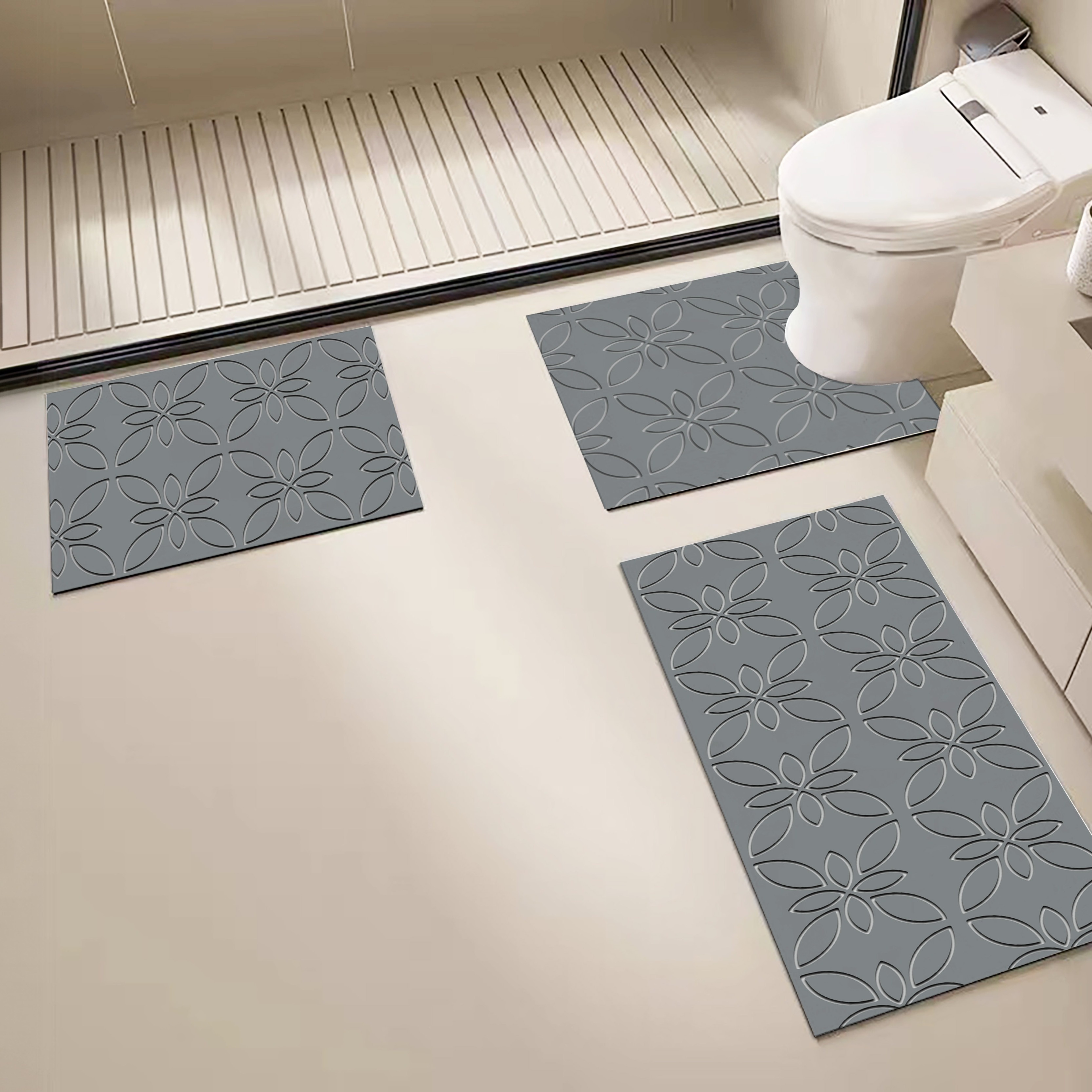 1pc Memory Sponge Bath Mat With Grid Pattern, Non-slip And Moisture-proof