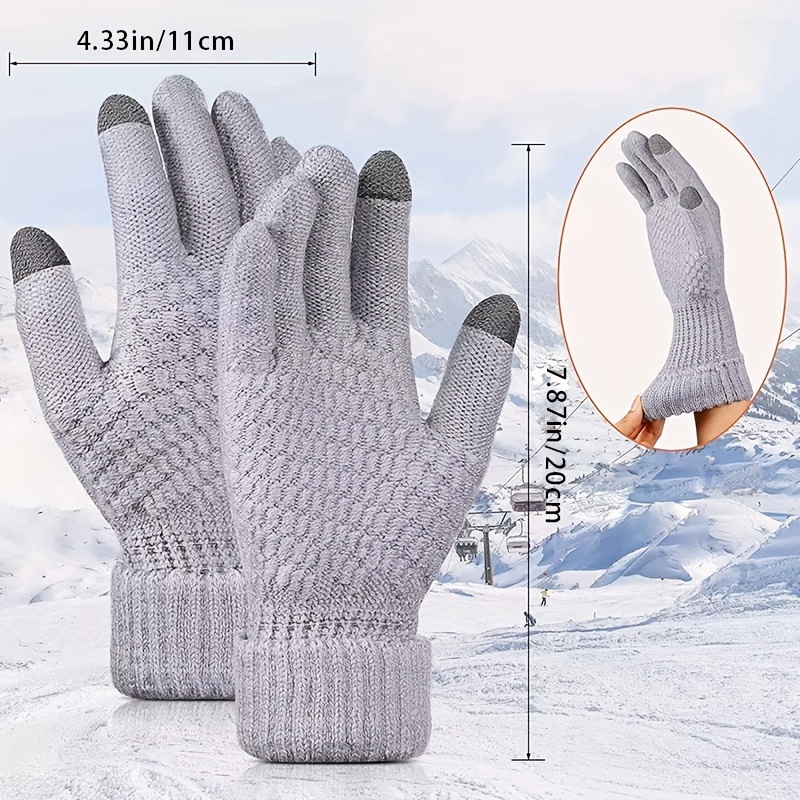 Winter Thermal Knit Gloves Stretchy Touch Screen Gloves - Temu