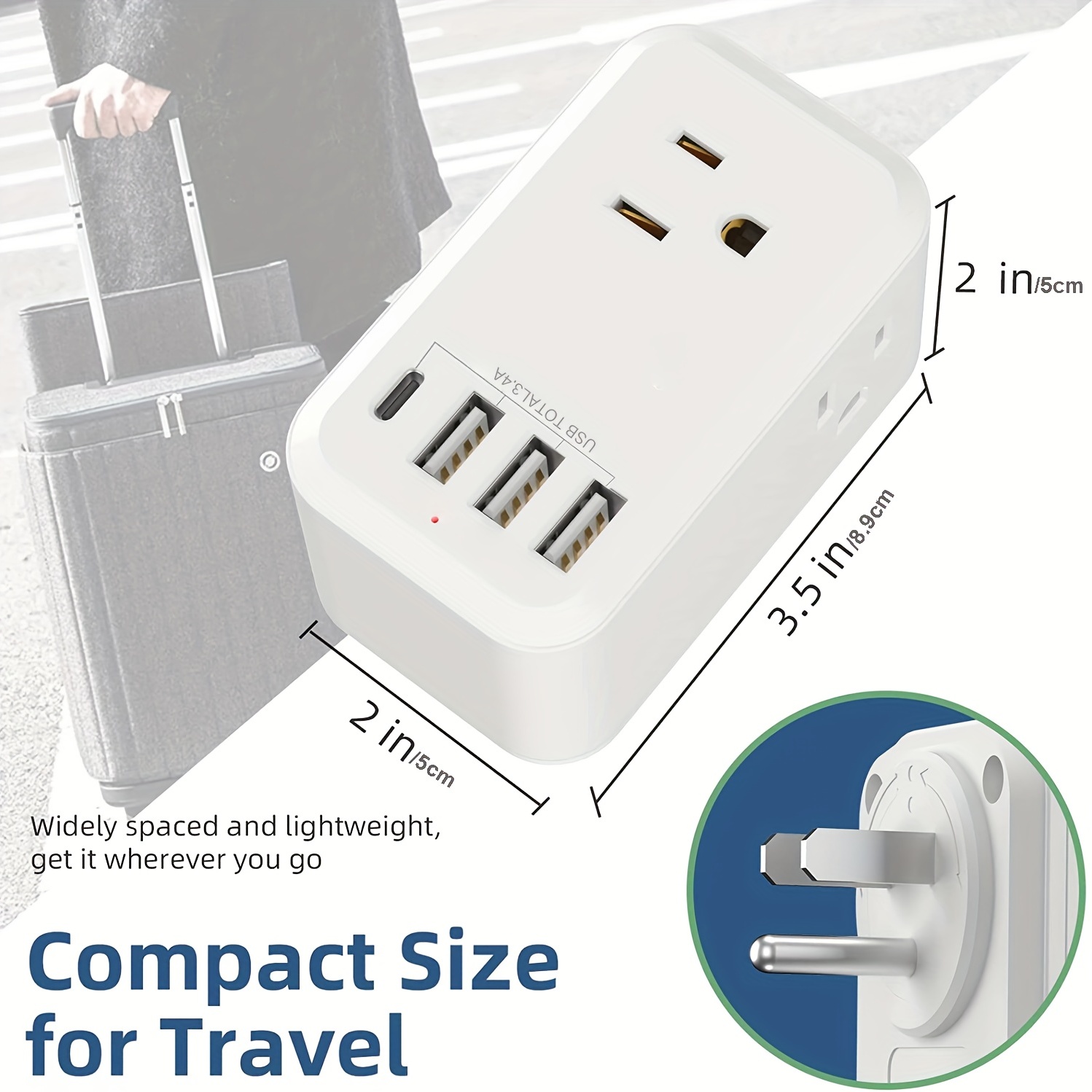 Protector Sobretensiones Extensor Enchufe Múltiple 1700j, Regleta  Alimentación Pared Enchufe Giratorio 4 Puertos Carga Usb (1 Usb C), Divisor  Salida Giratorio 3 Lados 6 Salidas Espaciadas Viajes En Hogar Oficina -  Tecnología - Temu