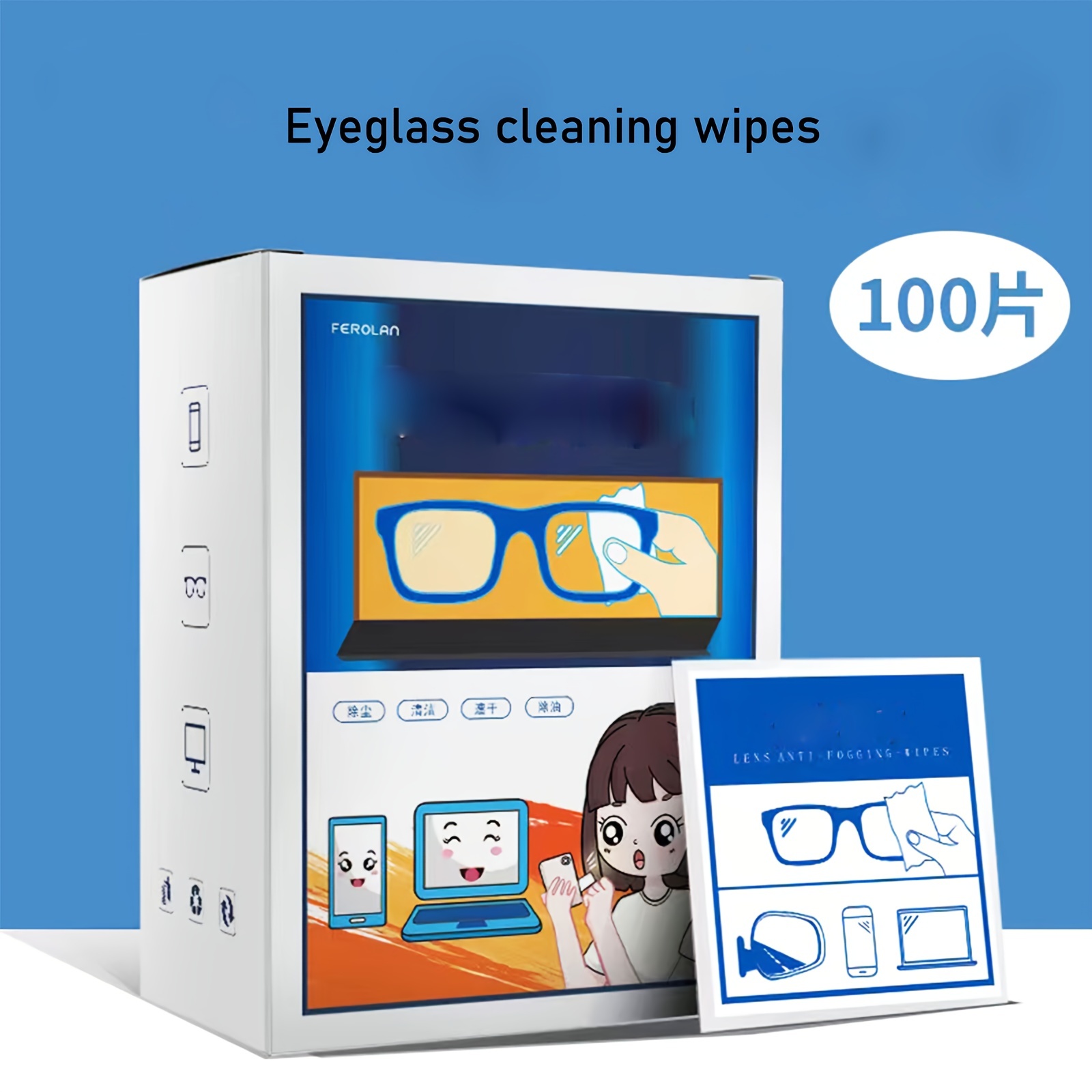 

100pcs Disposable Lens And Lens Cleaning Wipes, Anti-fog Wiping Paper For Glasses, Mobile Phone Screens, Glasses Cloth Wiping Cloth