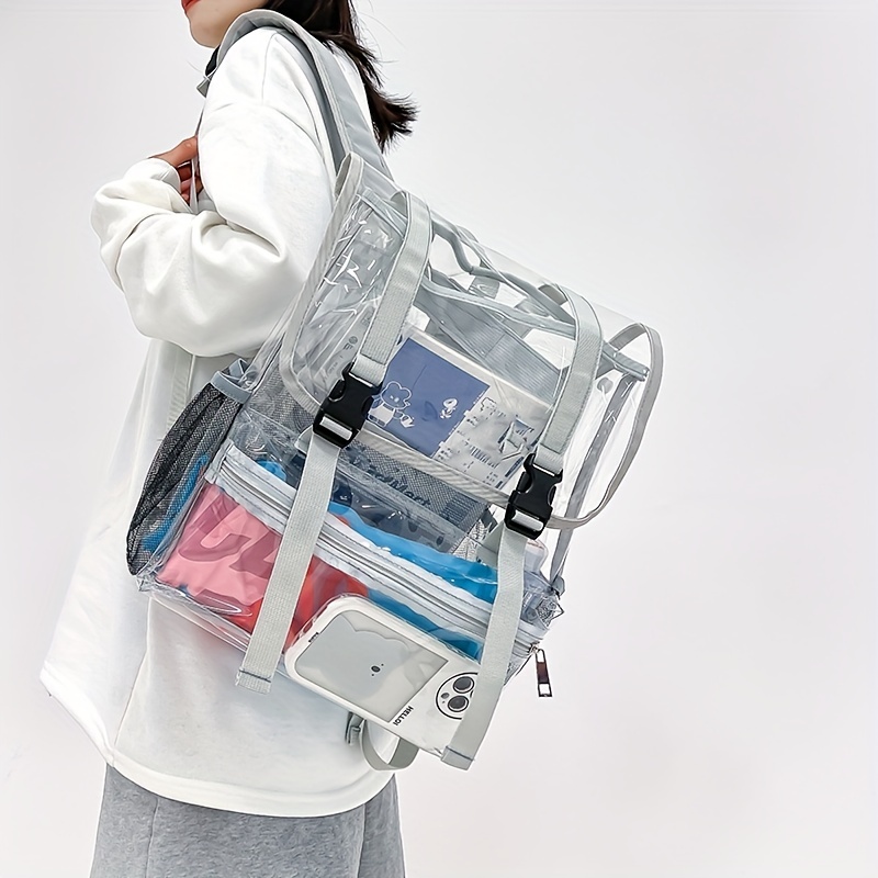 Clear Flap Backpack Waterproof PVC Daypack