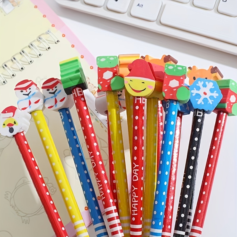 10pcs/St Random Mixed Color Hb Pencils For Drawing, Student'S Gift,  Christmas Stationery