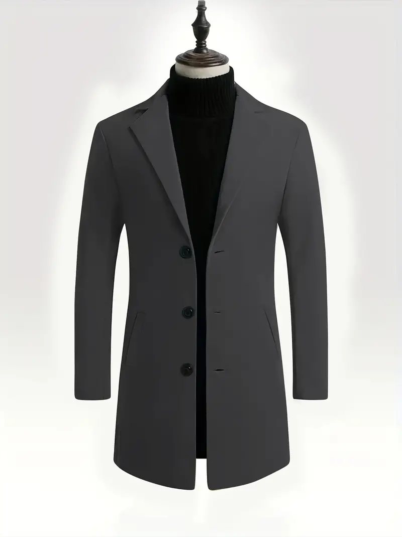 Men's Plus Size Solid Coat Elegant Casual Jacket Fall Winter - Temu