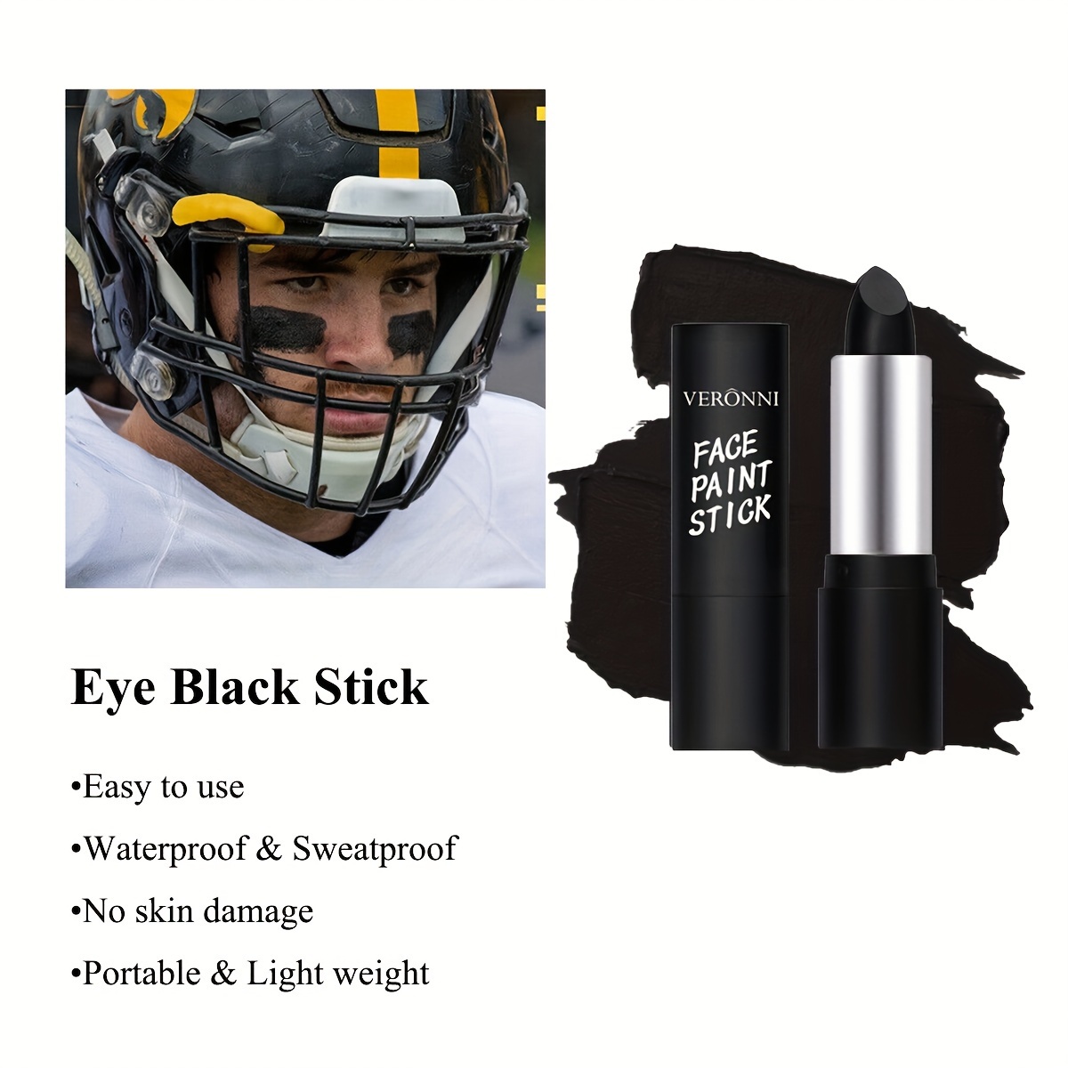MEICOLY Clown Black Face Body Paint Stick,Safe Eye Black Stick Sporting  Face Paint for Adults and Kids ,Professional Black Face Paint for Halloween
