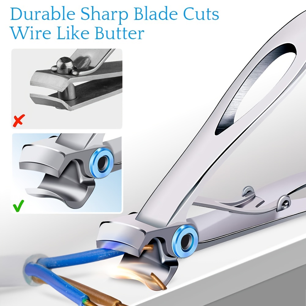 Nail Clipper Wide Blade Large Nail Cutter Titanium Plated Extra Sharp &  Heavy Duty Toenail Clippers