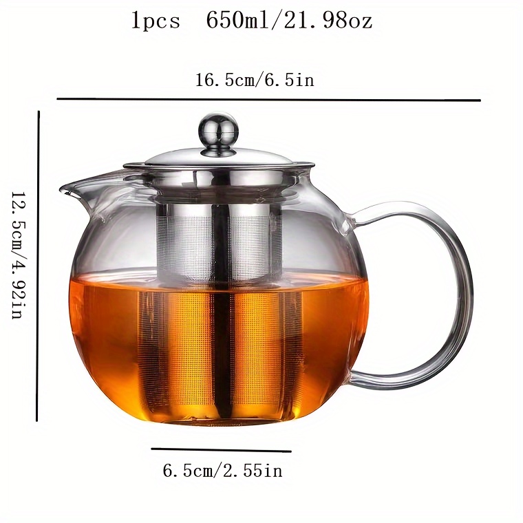 960ml Glass Coffee Pot With Scale Stainless Steel Filter Handmade