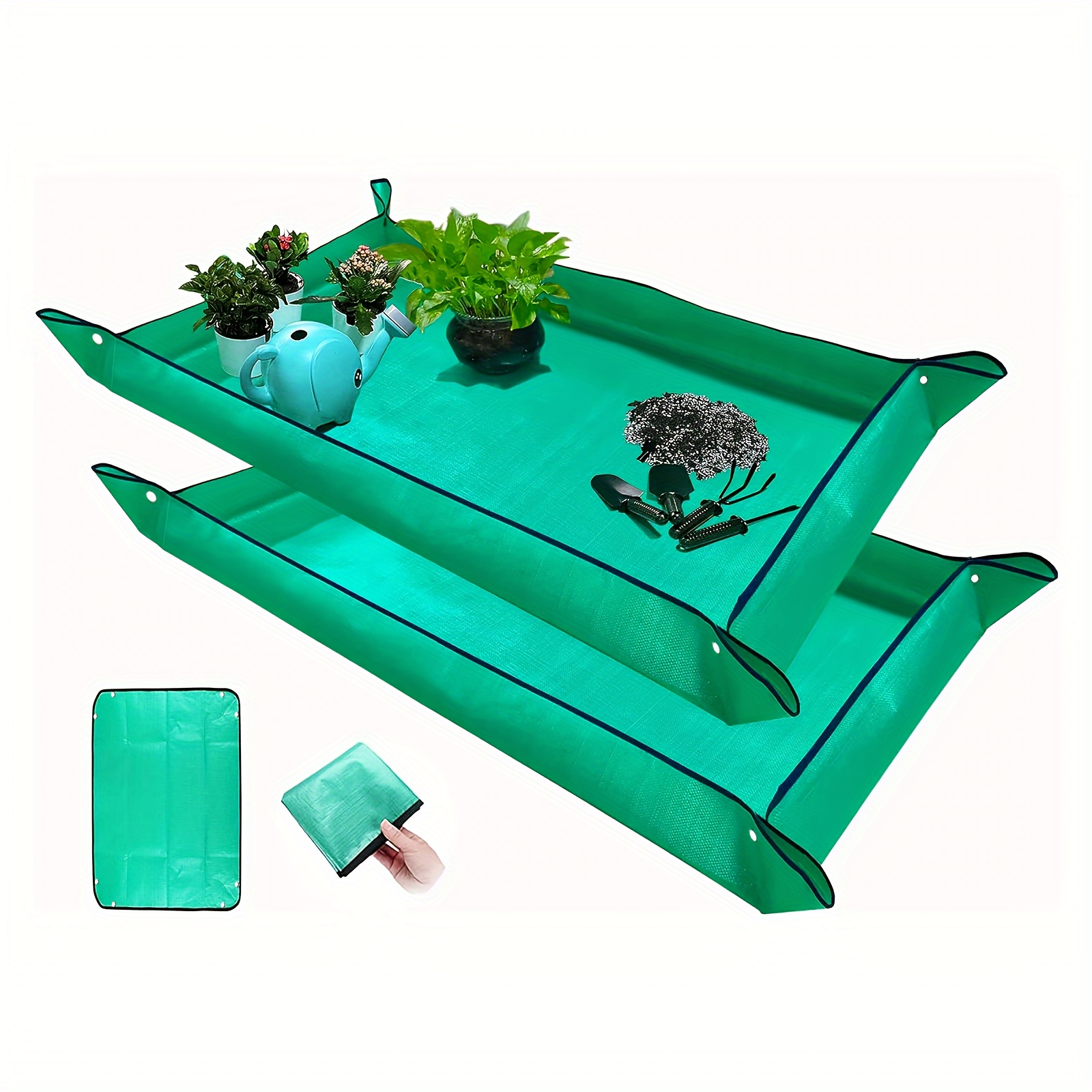 

2pcs, Plant Repotting Mat For Indoor Plants, 43" X 29" Thickened Foldable Waterproof Plant Potting Tray And Mess Control, Portable Potting Mat Gardening Tray For House Plants Succulents, Extra Large
