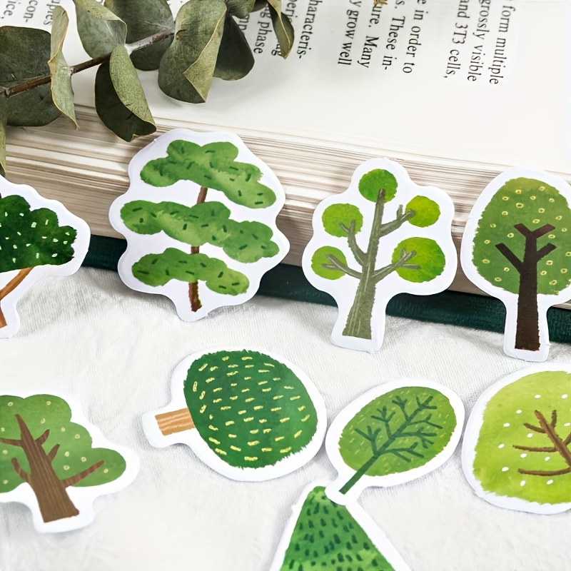 45pcs, Tree Stickers, Forest Stickers, Green Tree Stickers, Plant, Planner  Sticker, Kawaii Stationary, Leaves, Scrapbook Sticker 