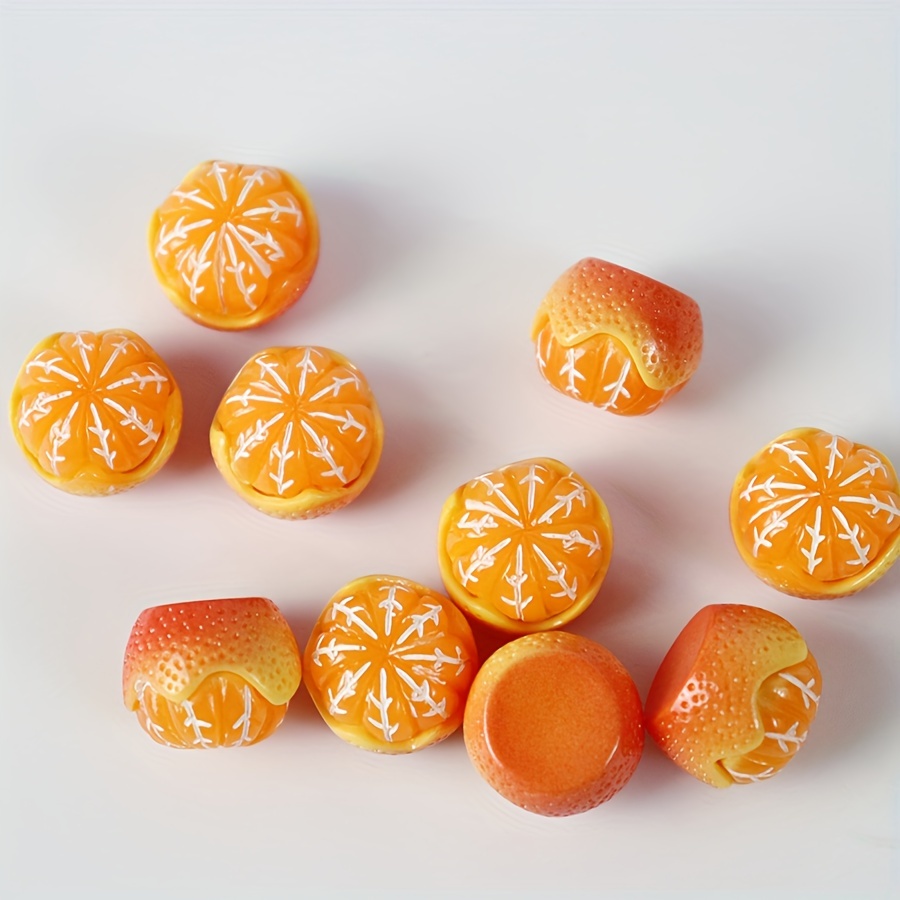 10pcs Resin Orange Fruit Charms Bumpy w/ Hang Loop Dangle Pendants 43x23mm