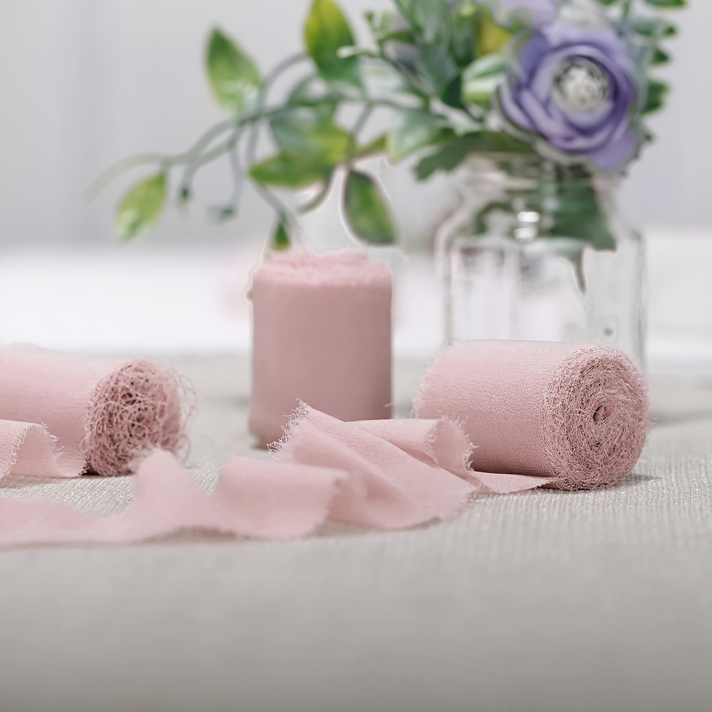 SHUNSTONE Mixed Pink Chiffon Ribbon Fringe Silk Ribbon 1.5 x 7Yd Dusty Rose  Mauve Ribbon for Wedding Decoration, Gift Wrap, Invitation, Greeting Card,  Bridal Bouquet, DIY Craft (3 Rolls 21 Yards) - Yahoo Shopping