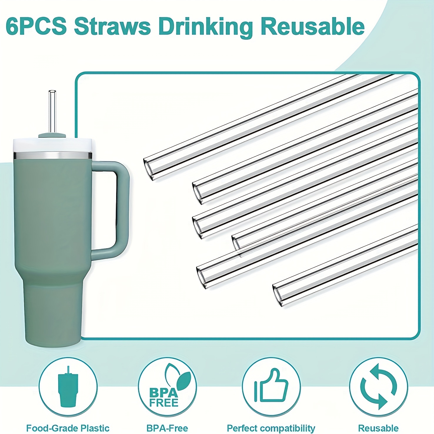 7pcs set Replacement Straws Compatible with Yeti Tumbler Mugs BPA