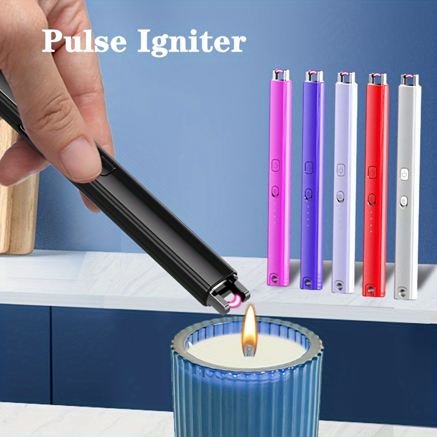 Encendedor de velas, encendedor eléctrico de arco de plasma recargable con  pantalla LED de batería larga, cuello flexible, sin llama, encendedores a