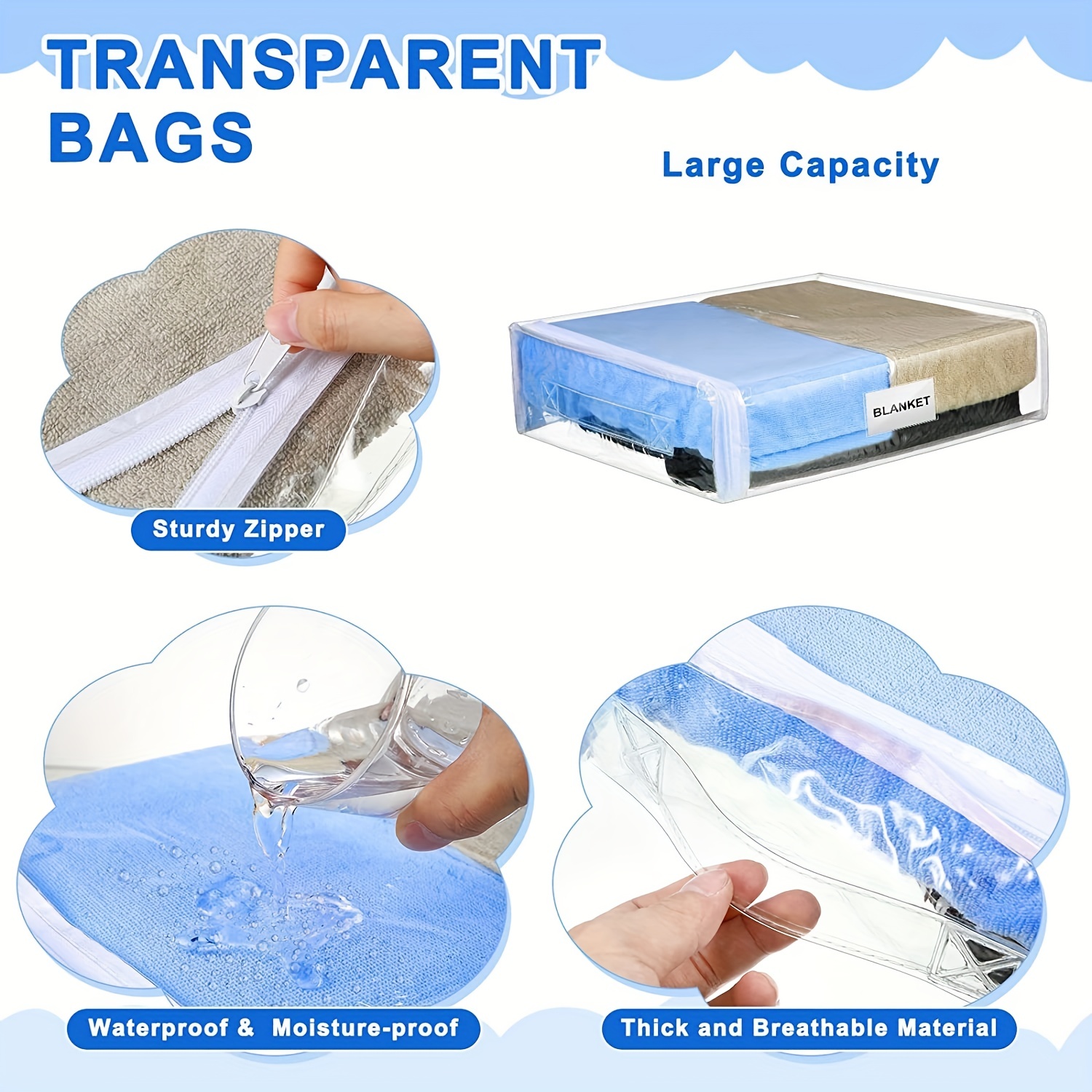 Large Storage Bags Blankets  Breathable Blanket Storage Bag