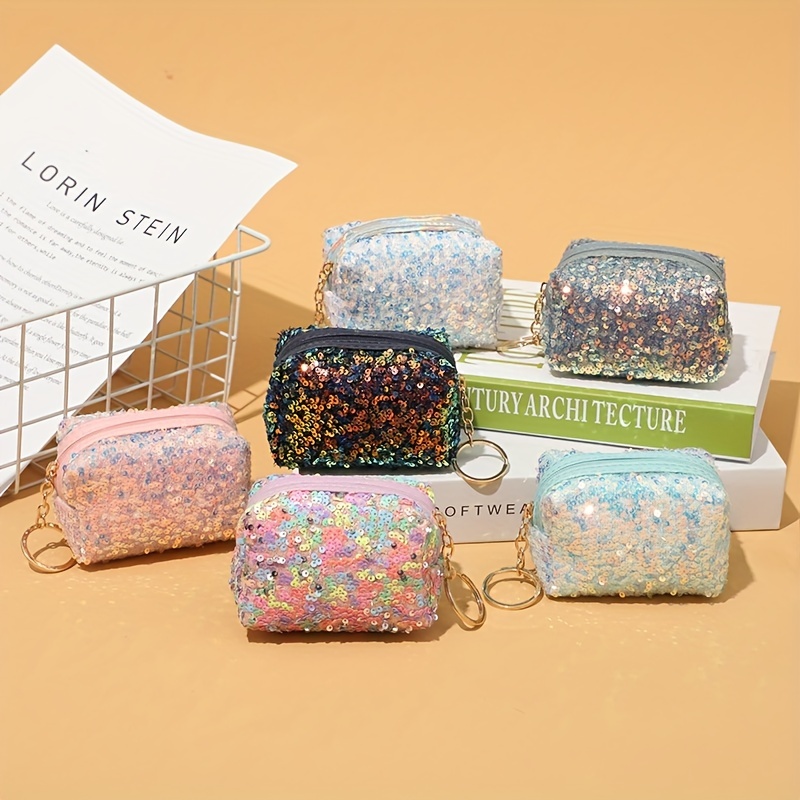 Women Kids Mini Sequins Bag Purse Small Wallet Glitter Earphone Bag Purse  Cute Coin Purse For Children Coin Bag