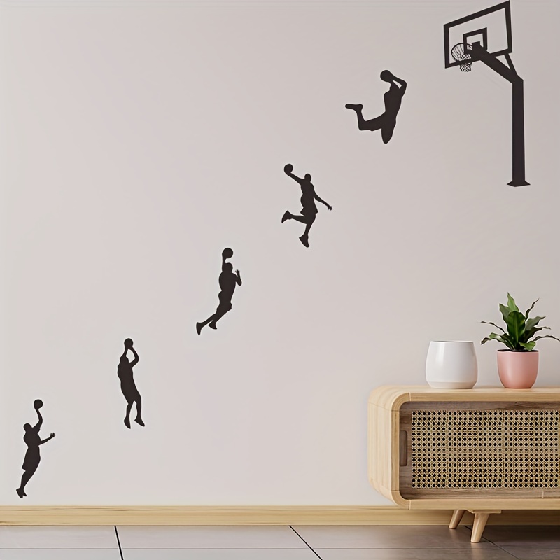 TEMU A Self-adhesive Wall Decal Featuring A Basketball, Designed For , Gyms, Bedrooms, And Living Rooms, A Stylish Touch To Your Decor