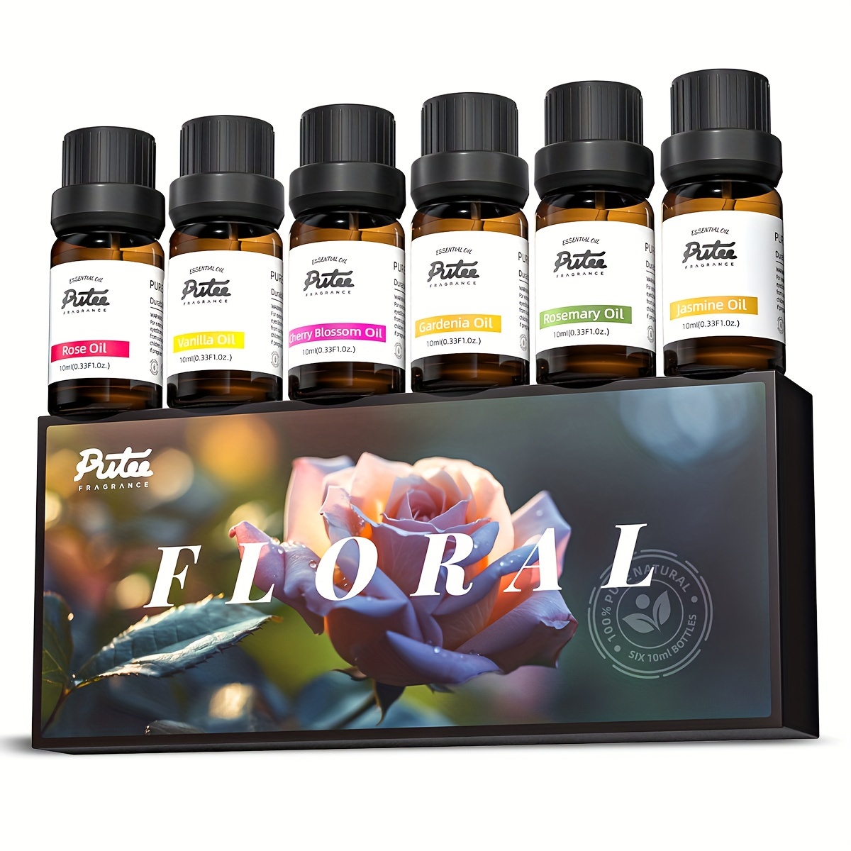 5x 10ml Floral Essential Oils Gift Set : Clove, Rose, Peony, Ylang