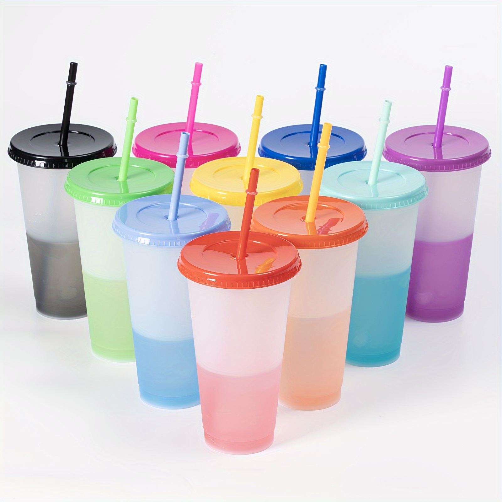 Color Changing Tumblers With Lids And Straws Plastic - Temu