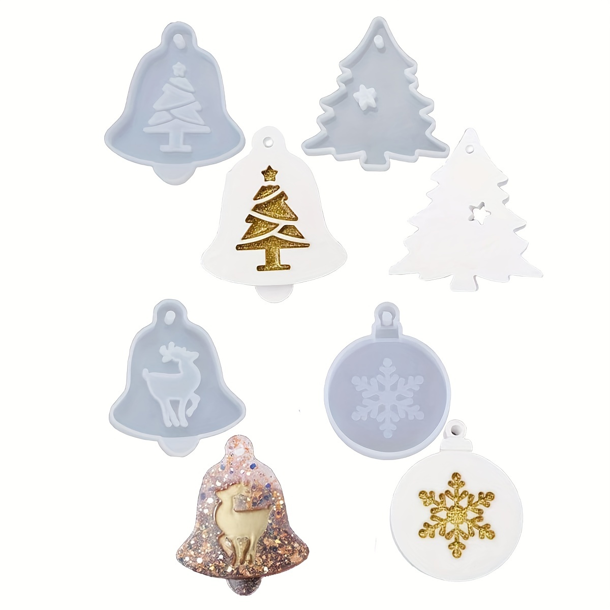Mini Christmas Resin Molds For Christmas Ornaments, Aromatherapy, Wax Sign  Casting, Resin Pendant Molds With Hanging Holes, Jewelry Making, Snowflake,  Christmas Tree, Elk, Bell Pattern Clear Silicone Mold Clearance - Temu  Hungary