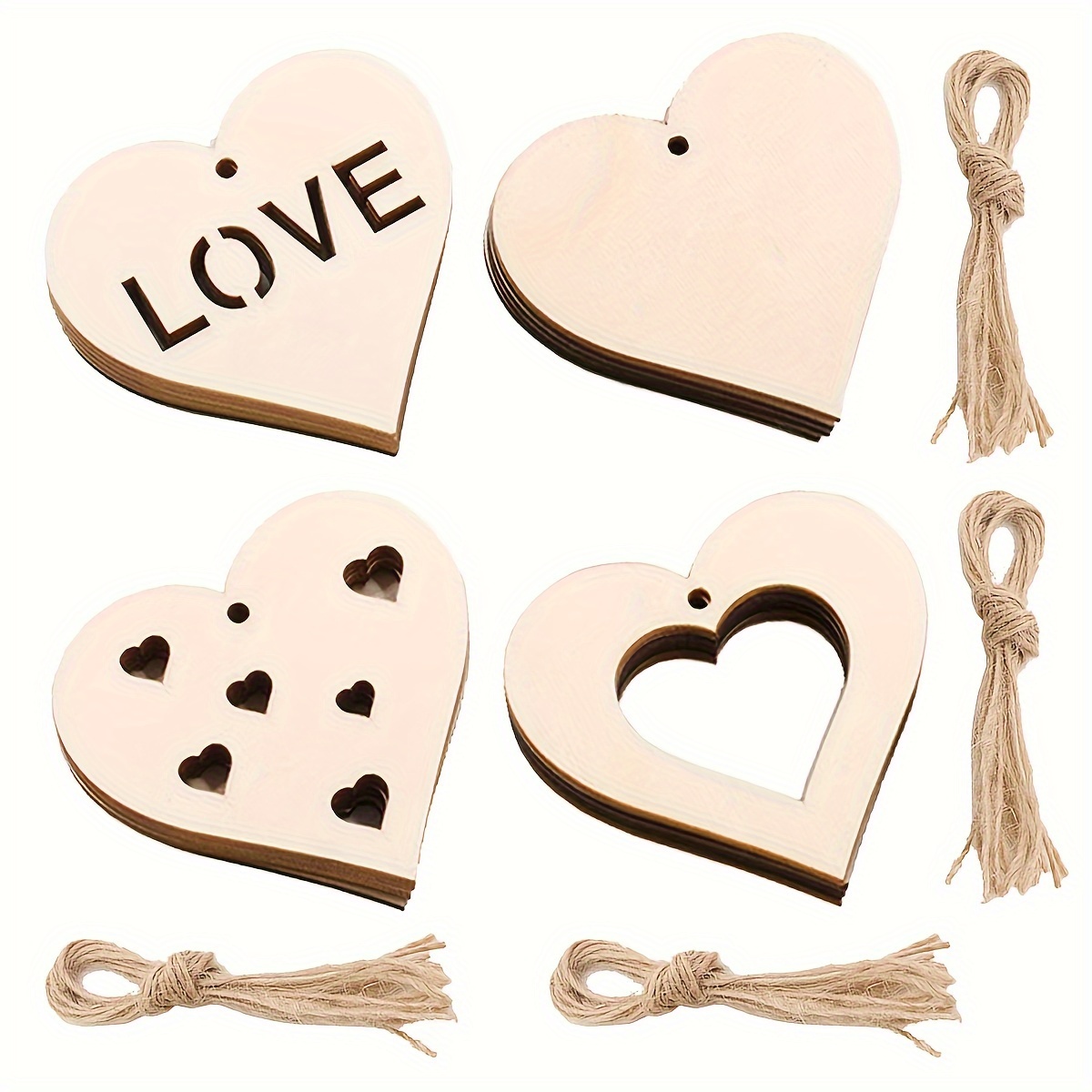 10pcs Love DIY Wooden Chips Blank Labels Heart Decor Rustic Wedding  Decorations， Heart Shape Ornaments， DIY Wooden Heart Crafts