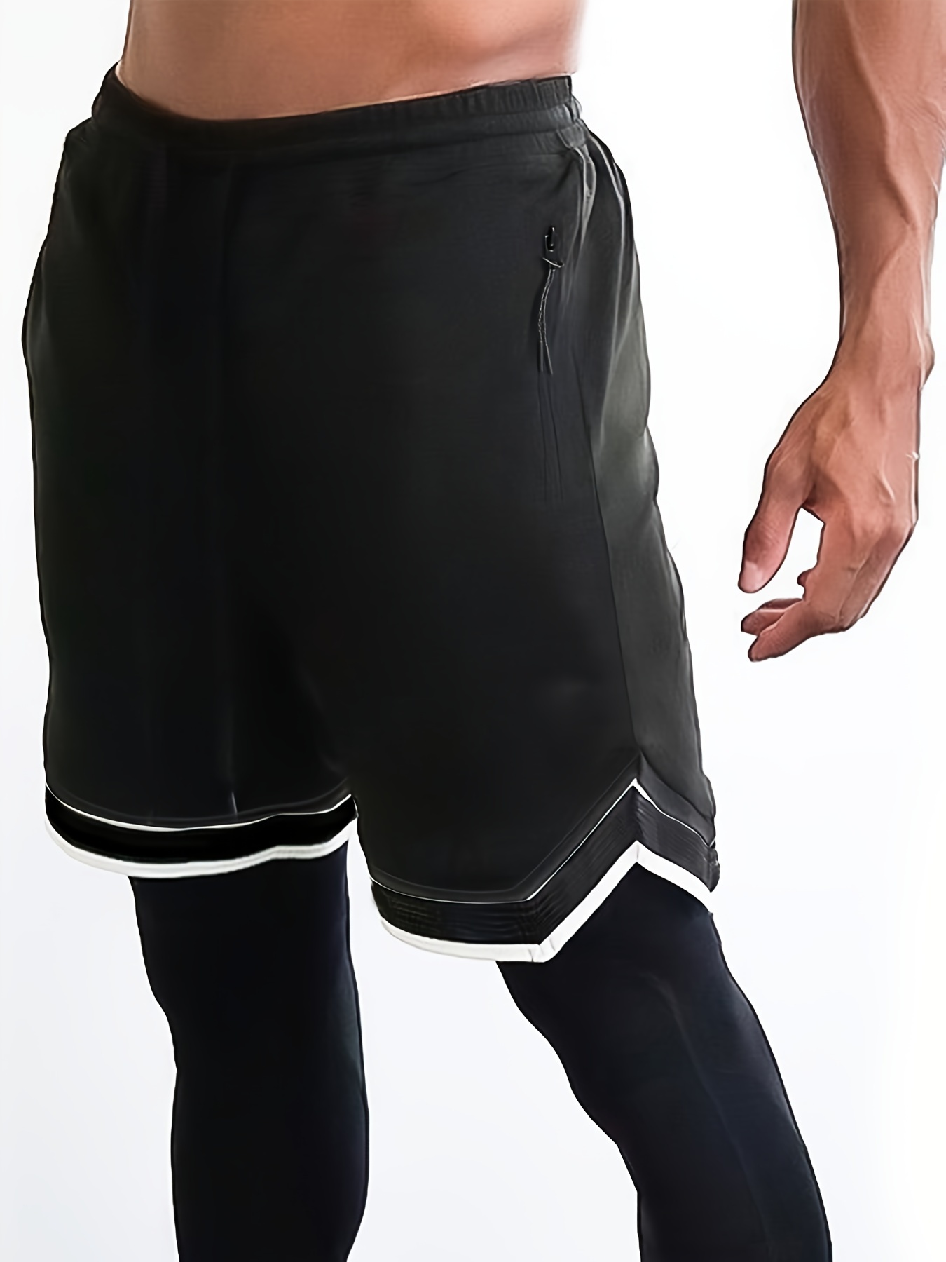 Mens 2 In 1 Running Shorts Quick Dry Athletic Shorts With Leggings,  Lightweight Workout Training Shorts