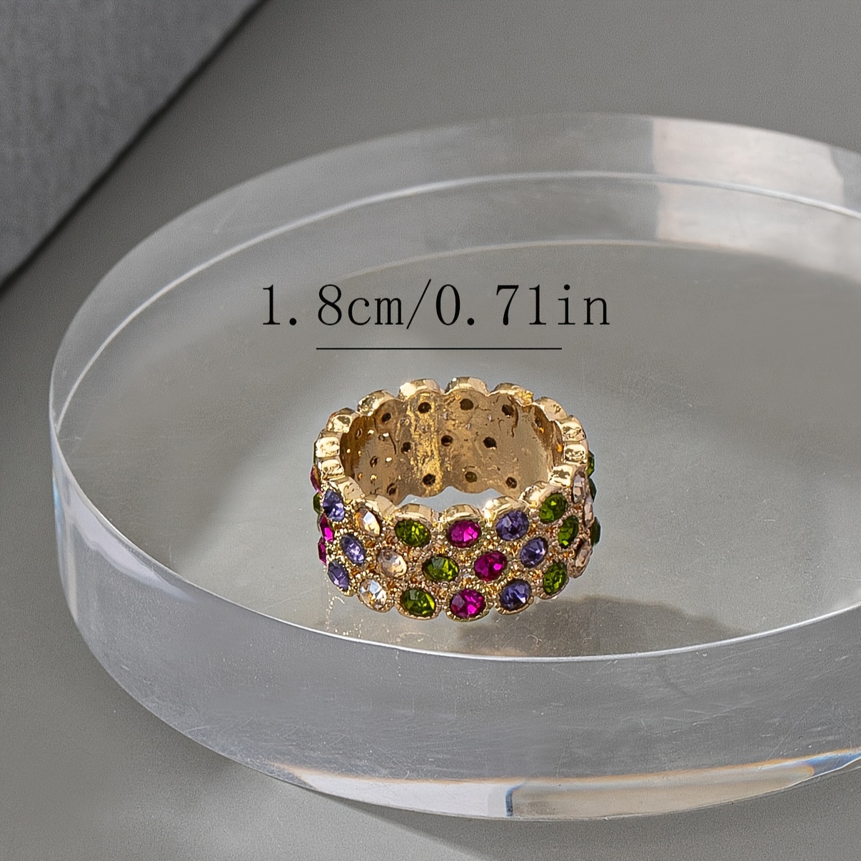 Elegant Wide Band Ring With Sparkling Rhinestones - Perfect For Birthdays, Dates, Parties & Everyday