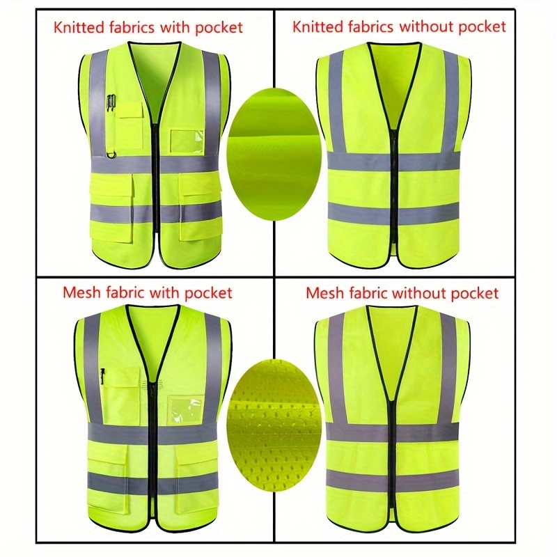 High Visibility Safety Vest With Pockets Reflective - Temu