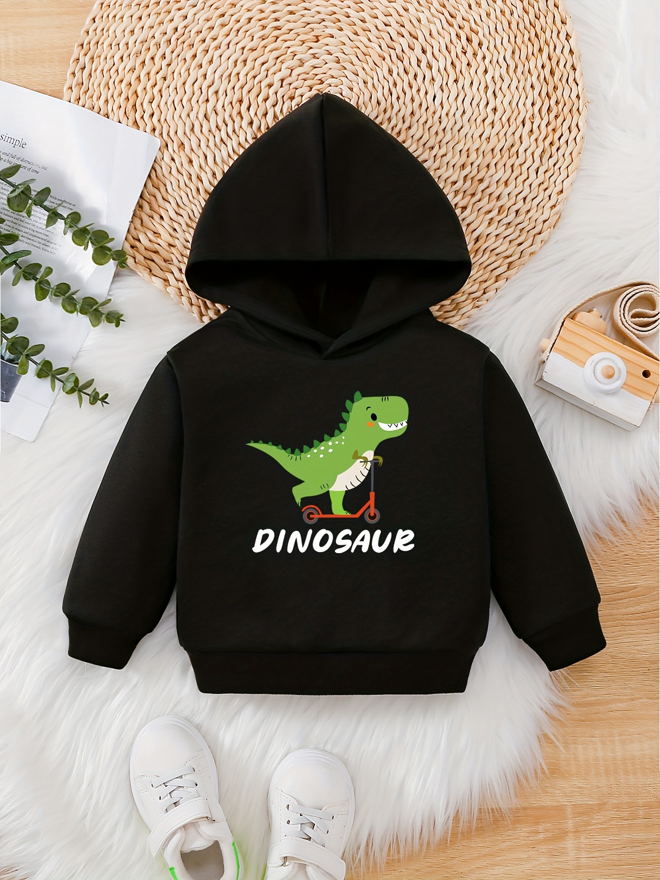 Kid Boy Letter Animal Dinosaur Print Pullover Sweatshirt