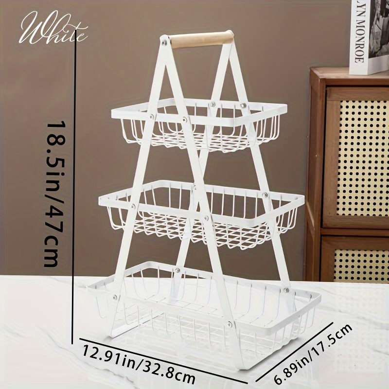 Double layer Iron Fruit Basket Vegetable Storage Rack 2 Tier - Temu