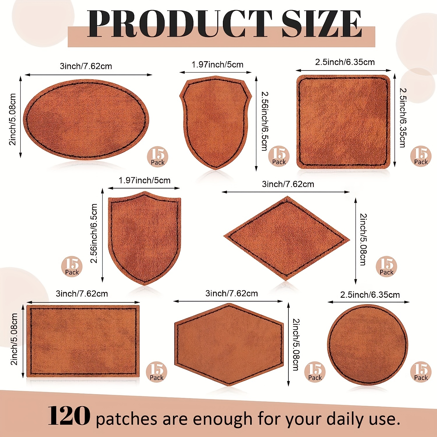 Blank Leather Hat Patches, 10 Pack, Hexagon Laserable Leatherette