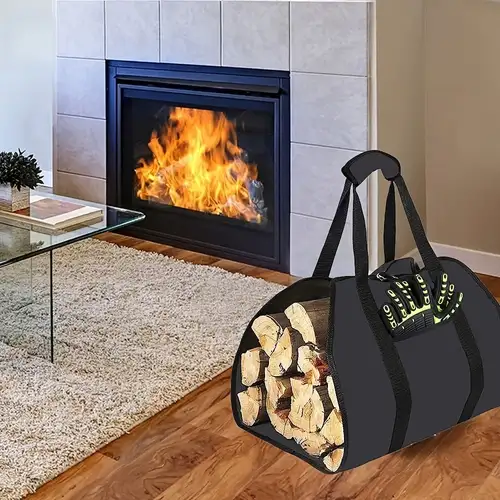 1pc sac de rangement portable pour bois de chauffage avec poignées, 101,6  cm x 48,26 cm porte-fourre-tout pour bois de chauffage, pour accessoires de