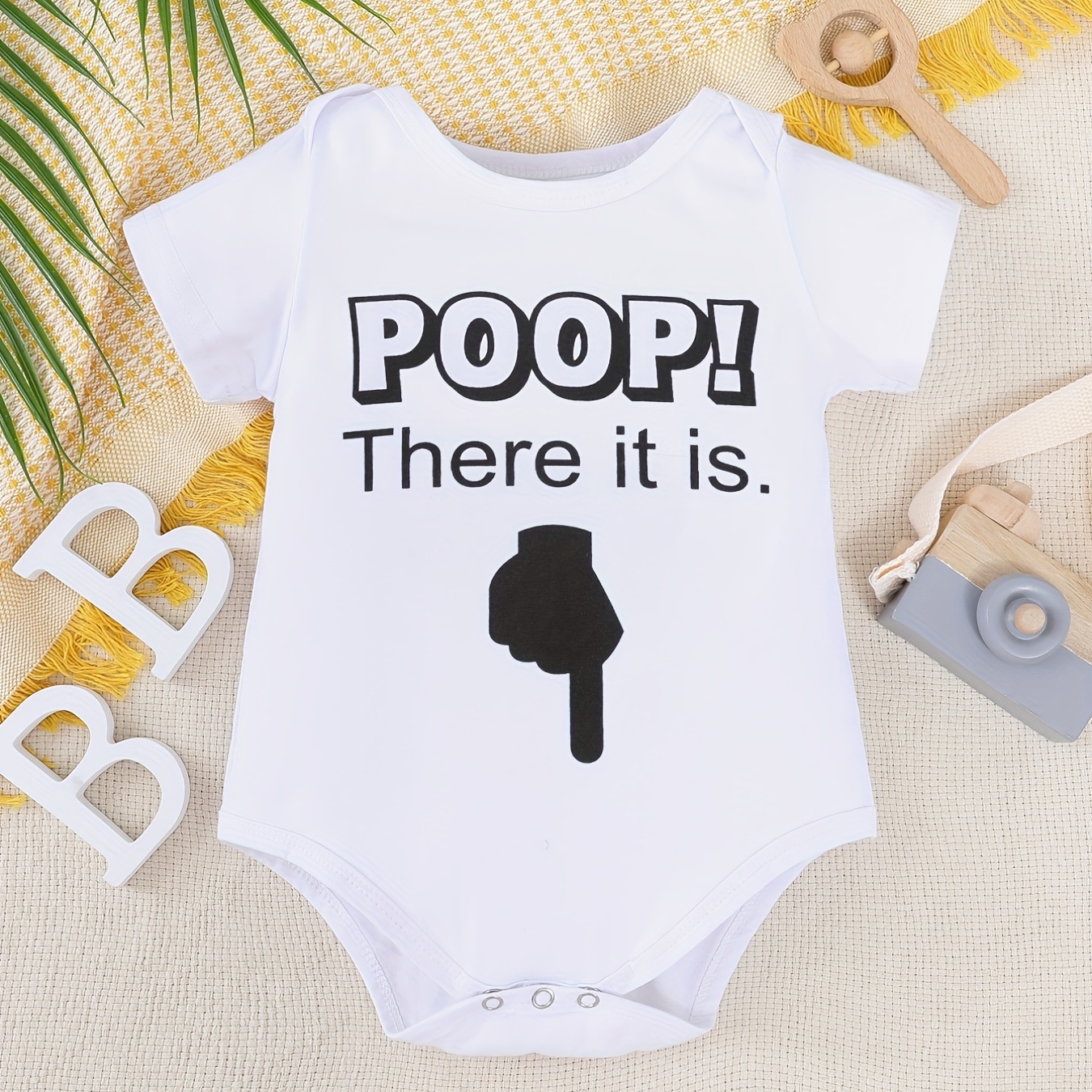 

Baby Boys And Girls Casual "pop There It Is" Short Sleeve Onesie Clothes For Summer