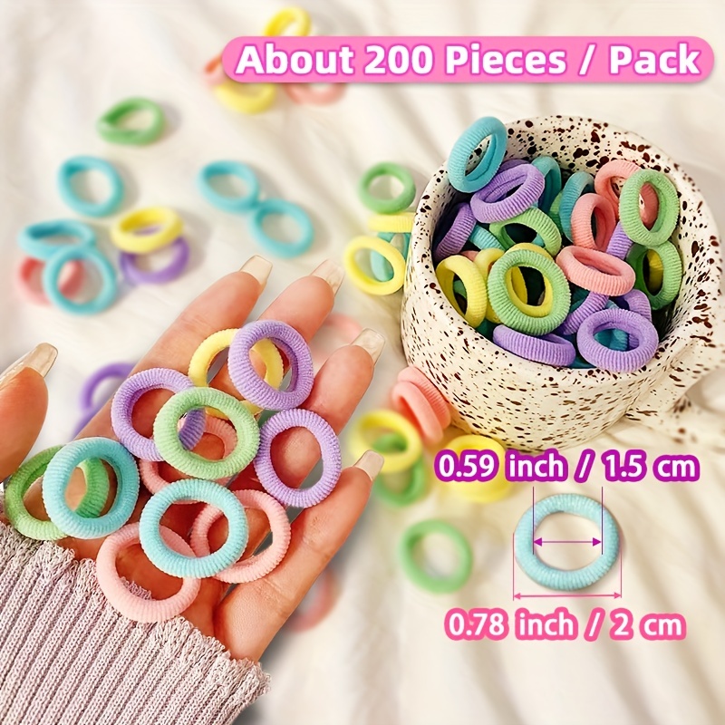 200 Pieces Elastic Hair Ties Mini Hair Bands Tiny Rubber Bands Colored  Girls Ponytail Holders for Baby Kids